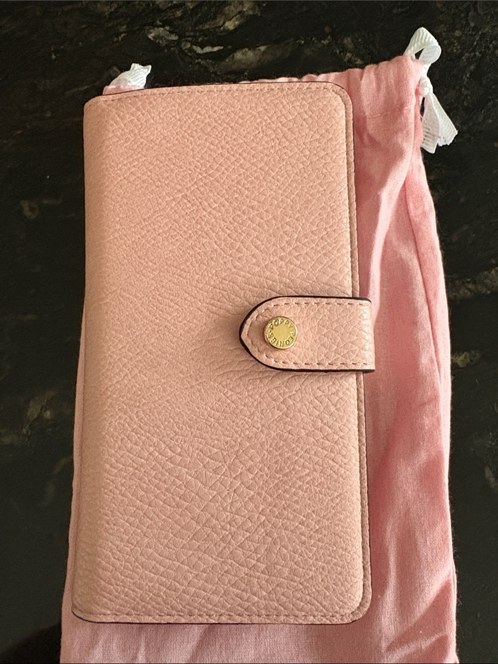 Poppy & Peonies - Peony Pink Textured Leather Snap Wallet